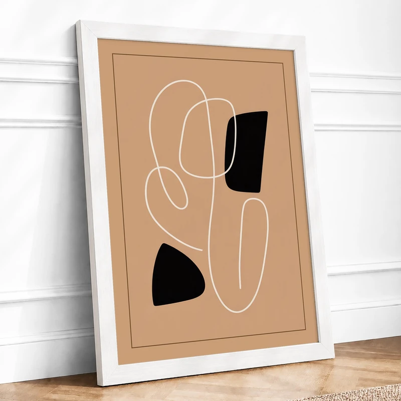 Line and Form Minimalist Framed Wall Art Print A1 (84.1×59.4cm) White, Wall Decor for Living Room, Bedroom, Office & Home, Ready to Hang, Art Gift - Image 1