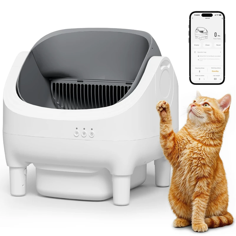 JUMMICO Self Cleaning Cat Litter Tray, 8 Safety Sensors Automatic Litter Box with 12L Large Waste Bin, App Control,XXL Top Open Large Cat Litter Tray for 15kg Big Cats, Easy to Clean