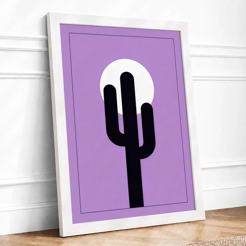 Desert Moon Minimalist Framed Wall Art Print A1 (84.1×59.4cm) White, Wall Decor for Living Room, Bedroom, Office & Home, Ready to Hang, Art Gift - Image 1