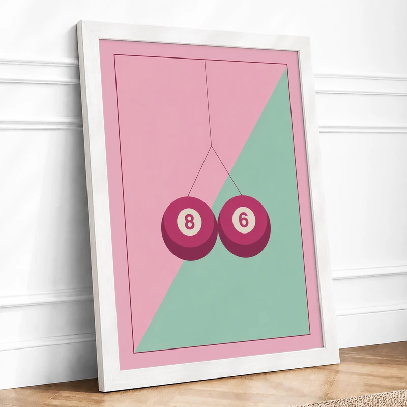 Numbered Pendulum Balance Minimalist Framed Wall Art Print A1 (84.1×59.4cm) White, Wall Decor for Living Room, Bedroom, Office & Home, Ready to Hang, Art Gift - Image 1
