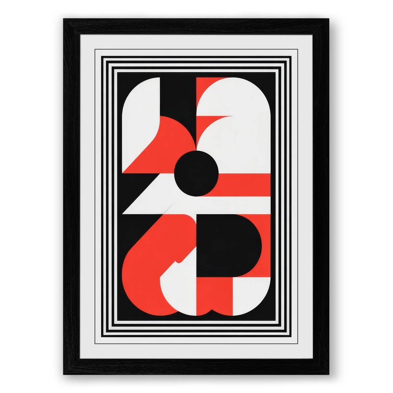 Motion Geometric Framed Wall Art Print A1 (84.1×59.4cm) Black, Wall Decor for Living Room, Bedroom, Office & Home, Ready to Hang, Art Gift