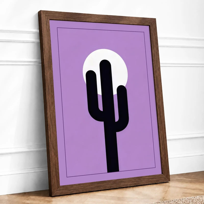 Desert Moon Minimalist Framed Wall Art Print A1 (84.1×59.4cm) Walnut, Wall Decor for Living Room, Bedroom, Office & Home, Ready to Hang, Art Gift