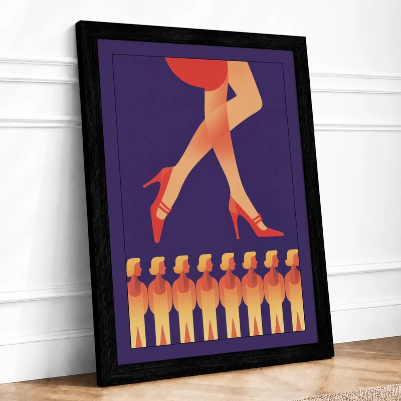 Dancing Legs and Torsos Retro Framed Wall Art Print A1 (84.1×59.4cm) Black, Wall Decor for Living Room, Bedroom, Office & Home, Ready to Hang, Art Gift - Image 1