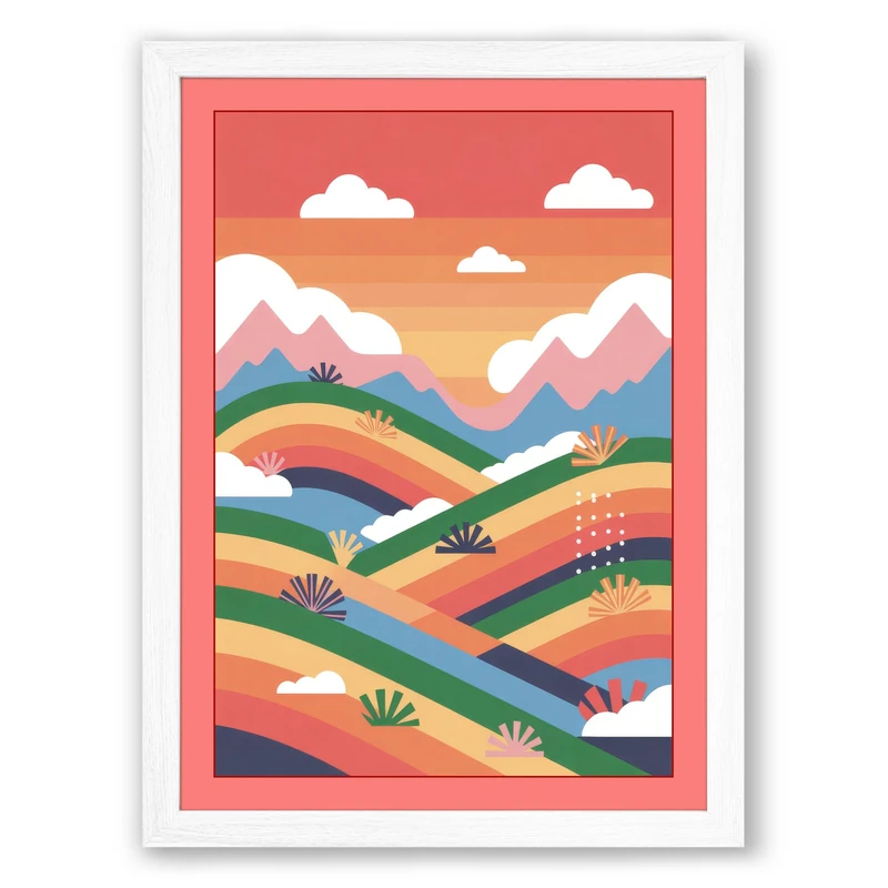 Rolling Waves Landscape Modern Framed Wall Art Print A1 (84.1×59.4cm) White, Wall Decor for Living Room, Bedroom, Office & Home, Ready to Hang, Art Gift