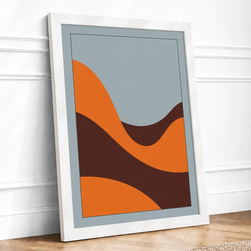 Flowing Waves Minimalist Framed Wall Art Print A1 (84.1×59.4cm) White, Wall Decor for Living Room, Bedroom, Office & Home, Ready to Hang, Art Gift