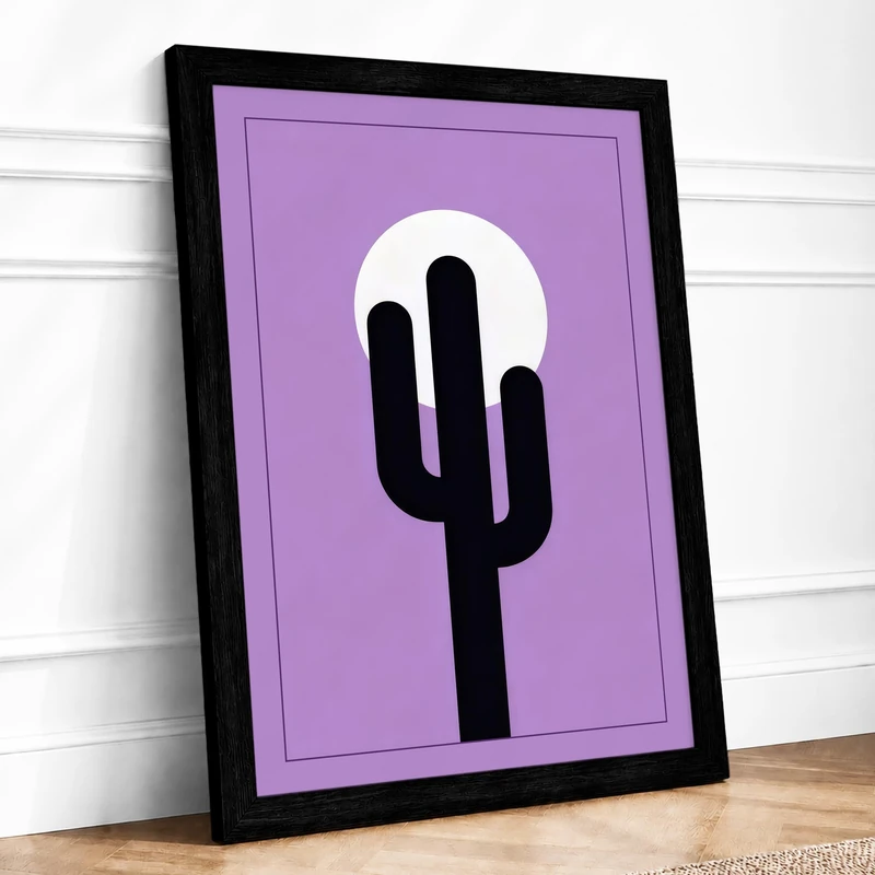Desert Moon Minimalist Framed Wall Art Print A1 (84.1×59.4cm) Black, Wall Decor for Living Room, Bedroom, Office & Home, Ready to Hang, Art Gift - Image 1