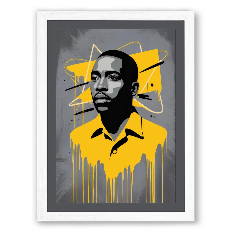 Portrait in Motion Modern Framed Wall Art Print A1 (84.1×59.4cm) White, Wall Decor for Living Room, Bedroom, Office & Home, Ready to Hang, Art Gift