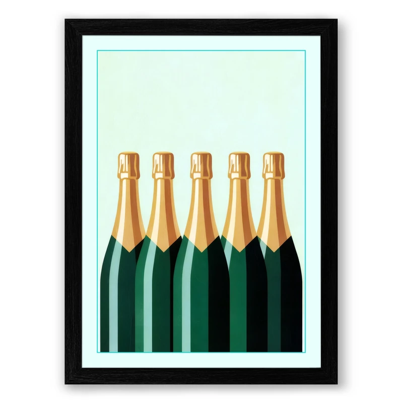 Champagne Symmetry Minimalist Framed Wall Art Print A1 (84.1×59.4cm) Black, Wall Decor for Living Room, Bedroom, Office & Home, Ready to Hang, Art Gift - Image 1