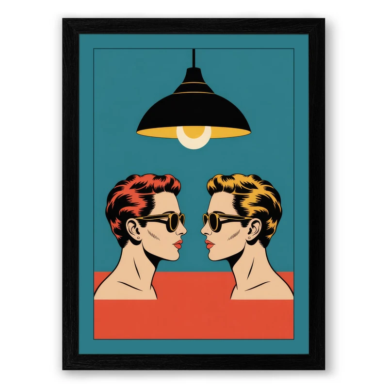 Two Faces, One Light Modern Framed Wall Art Print A1 (84.1×59.4cm) Black, Wall Decor for Living Room, Bedroom, Office & Home, Ready to Hang, Art Gift - Image 1