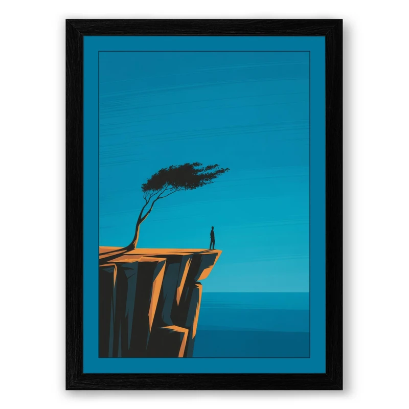 Solitary Bird at Rest Coastal Framed Wall Art Print A1 (84.1×59.4cm) Black, Wall Decor for Living Room, Bedroom, Office & Home, Ready to Hang, Art Gift - Image 1
