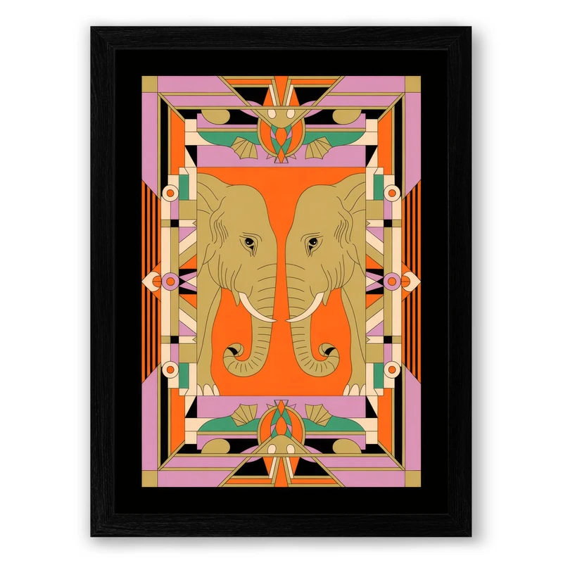 Symmetrical Butterfly Frame Eclectic Framed Wall Art Print A1 (84.1×59.4cm) Black, Wall Decor for Living Room, Bedroom, Office & Home, Ready to Hang, Art Gift