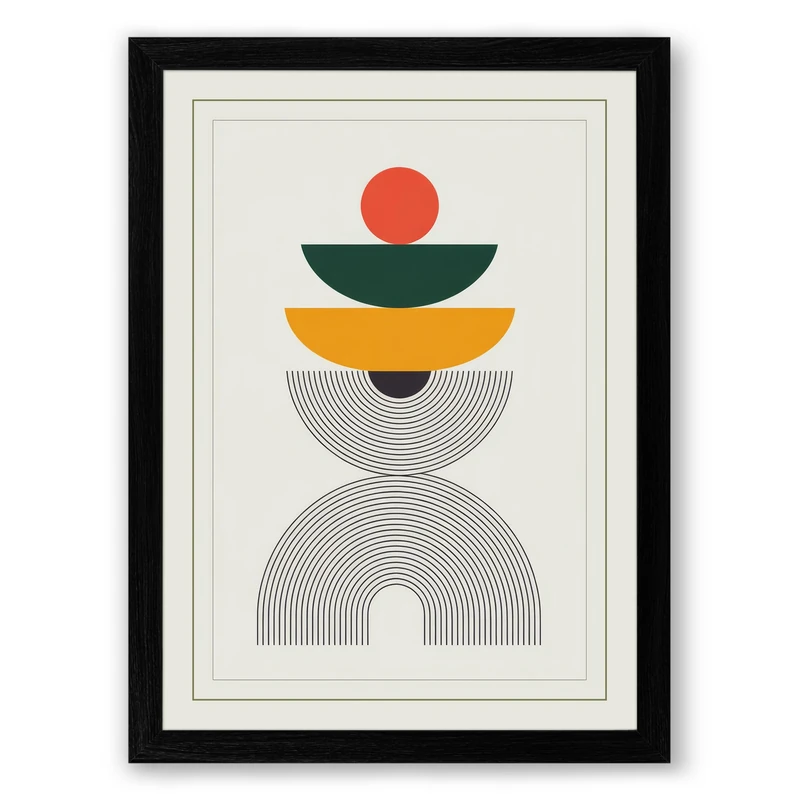 Balance Geometric Framed Wall Art Print A1 (84.1×59.4cm) Black, Wall Decor for Living Room, Bedroom, Office & Home, Ready to Hang, Art Gift