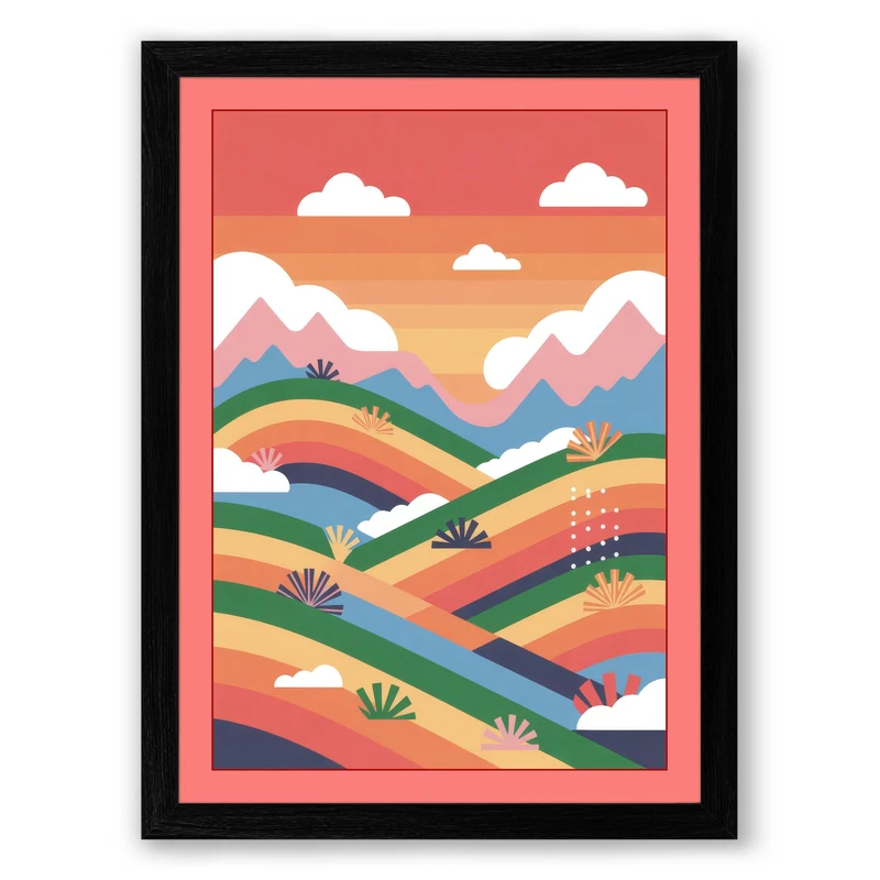 Rolling Waves Landscape Modern Framed Wall Art Print A1 (84.1×59.4cm) Black, Wall Decor for Living Room, Bedroom, Office & Home, Ready to Hang, Art Gift - Image 1