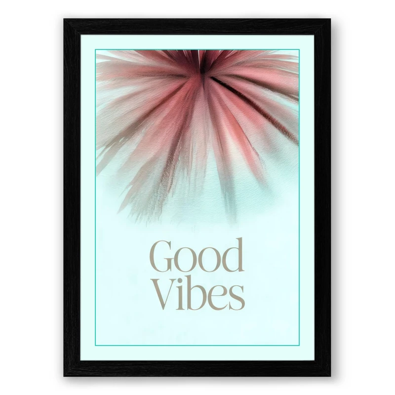 Good Vibes Starburst Minimalist Framed Wall Art Print A1 (84.1×59.4cm) Black, Wall Decor for Living Room, Bedroom, Office & Home, Ready to Hang, Art Gift