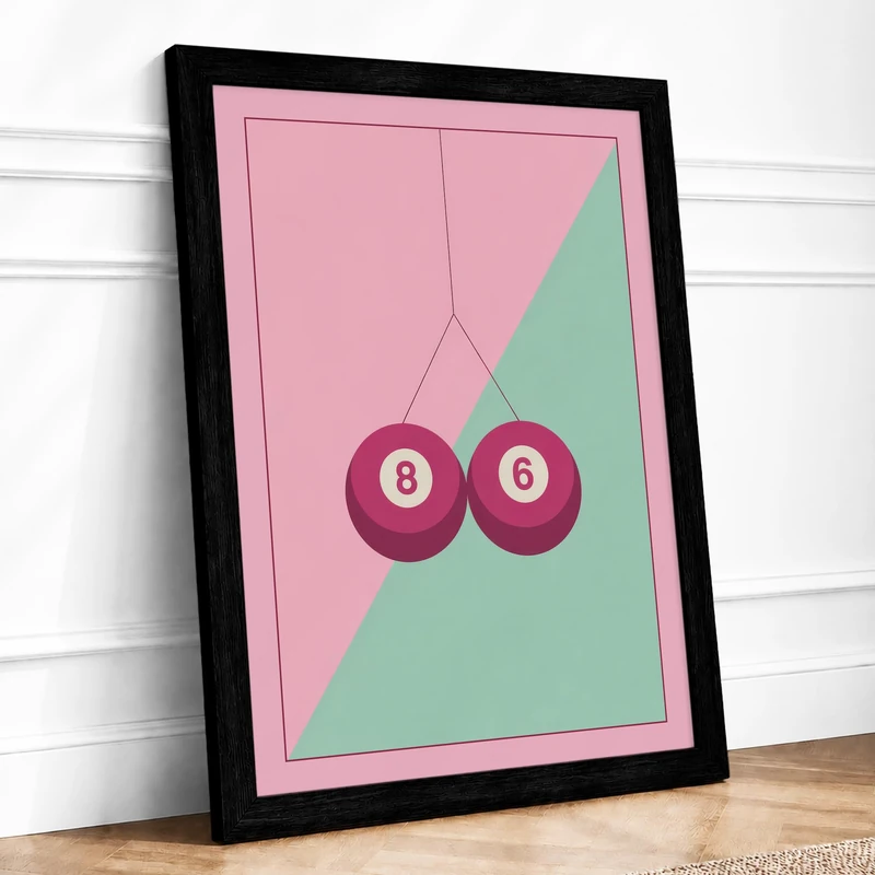 Numbered Pendulum Balance Minimalist Framed Wall Art Print A1 (84.1×59.4cm) Black, Wall Decor for Living Room, Bedroom, Office & Home, Ready to Hang, Art Gift