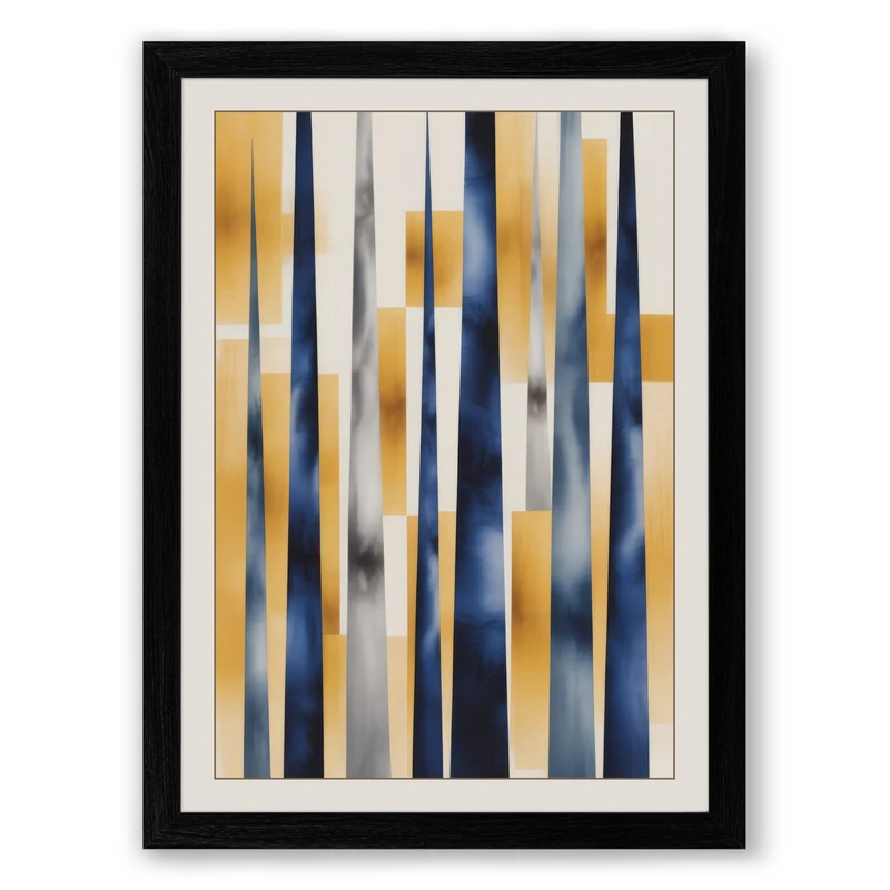Striped Serenity Minimalist Framed Wall Art Print A1 (84.1×59.4cm) Black, Wall Decor for Living Room, Bedroom, Office & Home, Ready to Hang, Art Gift - Image 1