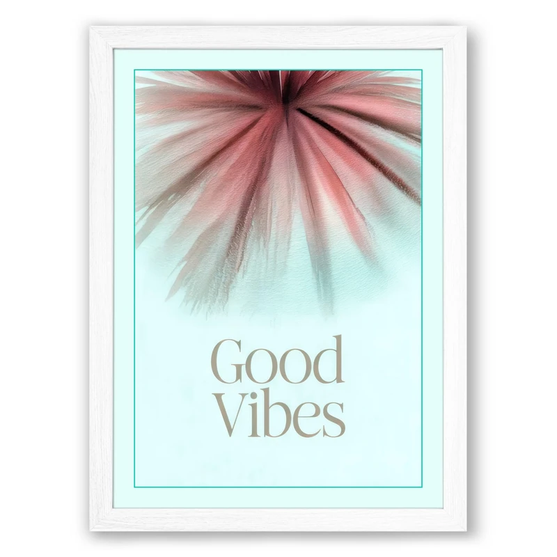 Good Vibes Starburst Minimalist Framed Wall Art Print A1 (84.1×59.4cm) White, Wall Decor for Living Room, Bedroom, Office & Home, Ready to Hang, Art Gift