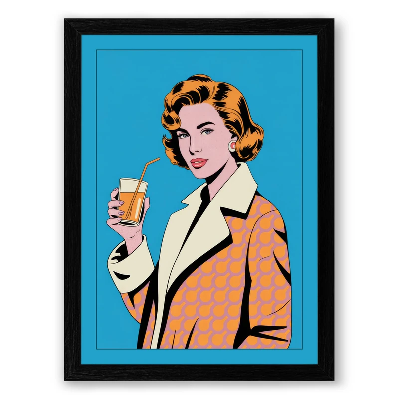 Champagne Toast Retro Framed Wall Art Print A1 (84.1×59.4cm) Black, Wall Decor for Living Room, Bedroom, Office & Home, Ready to Hang, Art Gift