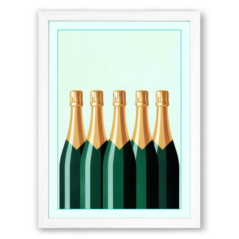 Champagne Symmetry Minimalist Framed Wall Art Print A1 (84.1×59.4cm) White, Wall Decor for Living Room, Bedroom, Office & Home, Ready to Hang, Art Gift - Image 1