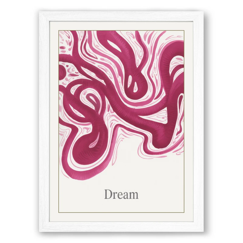 Dream in Motion Minimalist Framed Wall Art Print A1 (84.1×59.4cm) White, Wall Decor for Living Room, Bedroom, Office & Home, Ready to Hang, Art Gift