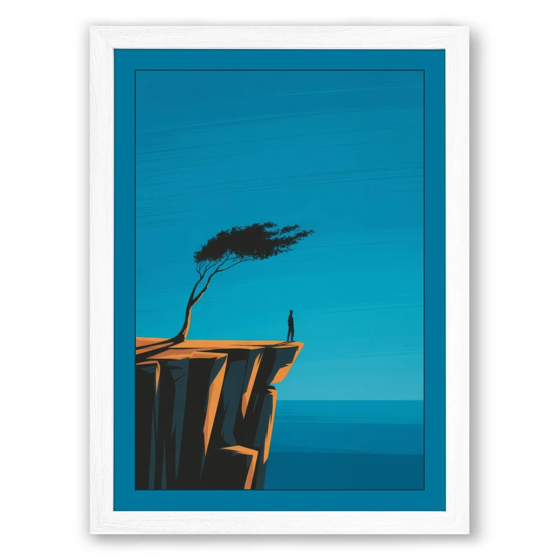 Solitary Bird at Rest Coastal Framed Wall Art Print A1 (84.1×59.4cm) White, Wall Decor for Living Room, Bedroom, Office & Home, Ready to Hang, Art Gift - Image 1