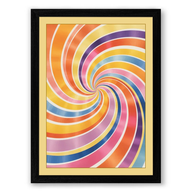 Spiral Chromatic Dance Geometric Framed Wall Art Print A1 (84.1×59.4cm) Black, Wall Decor for Living Room, Bedroom, Office & Home, Ready to Hang, Art Gift