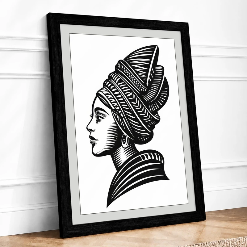 Profile in Black Line Art Deco Framed Wall Art Print A1 (84.1×59.4cm) Black, Wall Decor for Living Room, Bedroom, Office & Home, Ready to Hang, Art Gift - Image 1