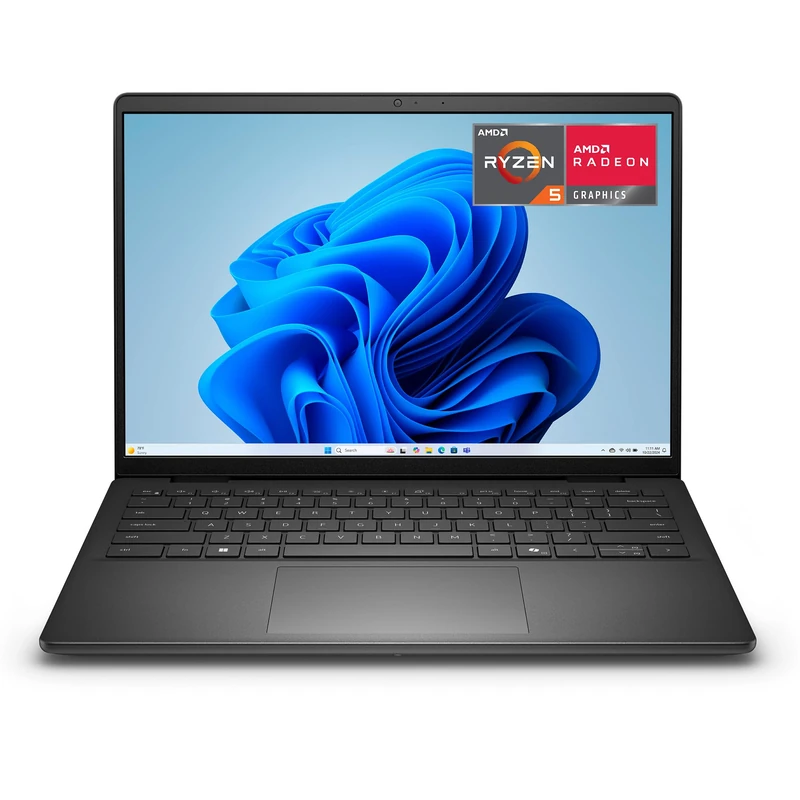 Dell 14 Laptop DC14255, 14" 2K 16:10 Anti-Glare, AMD Ryzen 5 220, 16GB DDR5, 512GB SSD, AMD Radeon, W11H, Backlit UK QWERTY, Fingerprint, Carbon Black + 65W USB-C AC Adapter with Power Cord - UK
