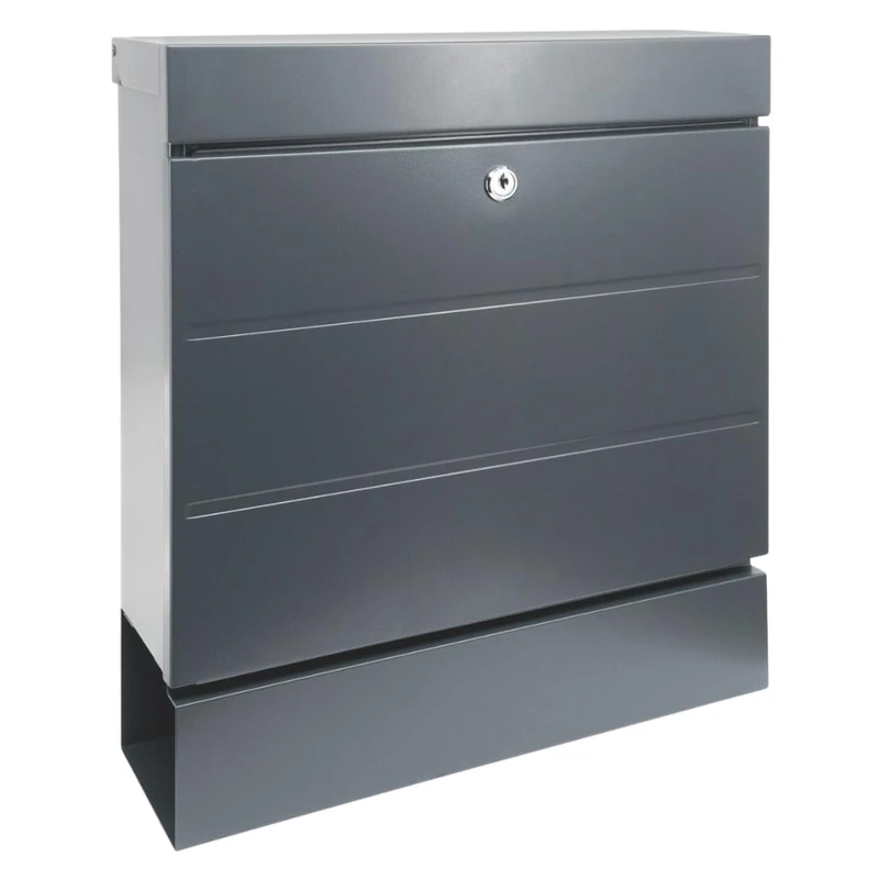 Burg-WÄCHTER Newyork 850 ANT Letterbox with Newspaper Compartment without Name Plate, Galvanised Steel, Coated, Corrosion Resistant, DIN C4 Insert Format with 2 Keys, Anthracite - Image 1