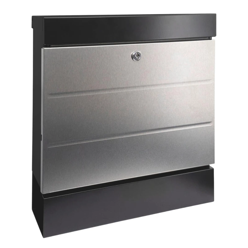 Burg-WÄCHTER Newyork 6850 B+S Newyork 6850 B+S Letterbox with Newspaper Compartment without Name Plate Stainless Steel Protective Varnish Corrosion Resistant DIN C4 with 2 Keys Black - Image 1