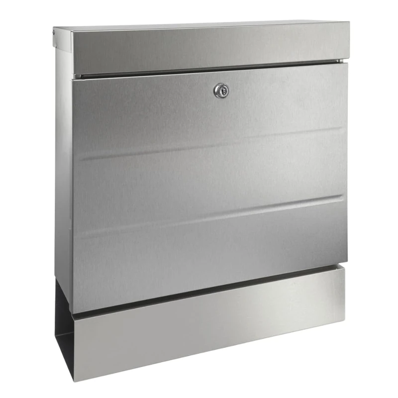 Burg-WÄCHTER Newyork 3850 NI Newyork 3850 NI Letterbox with Newspaper Compartment without Name Plate, Rustproof Stainless Steel, Protective Varnish, Corrosion-Resistant, Insert Format DIN C4 - Image 1