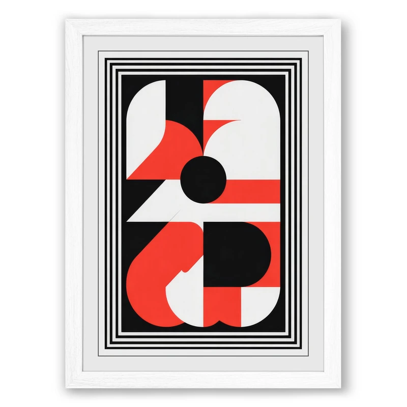 Motion Geometric Framed Wall Art Print A1 (84.1×59.4cm) White, Wall Decor for Living Room, Bedroom, Office & Home, Ready to Hang, Art Gift