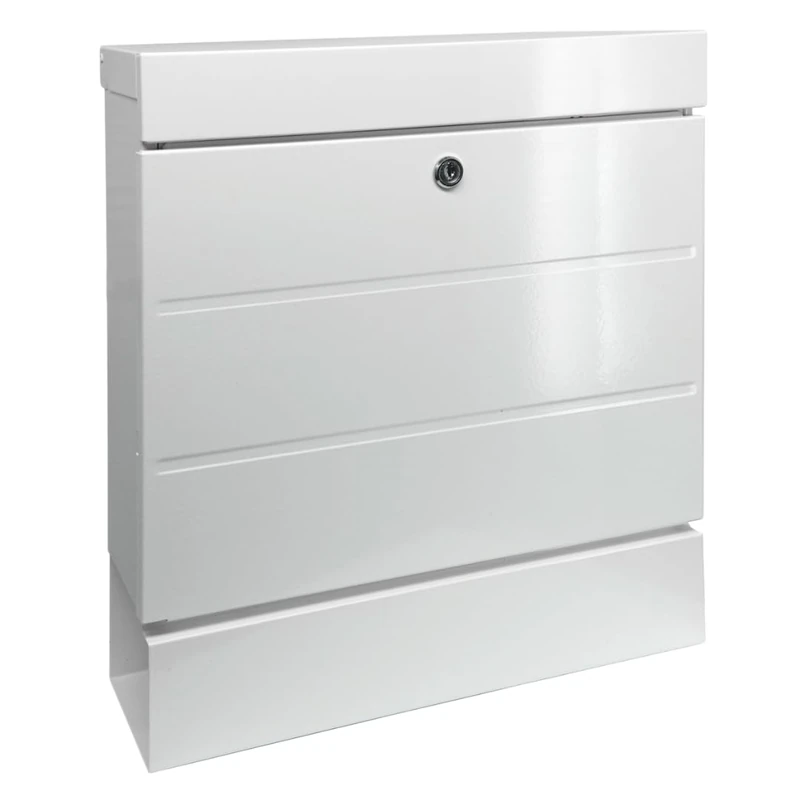 Burg-WÄCHTER Newyork 850 W Letter Box with Newspaper Compartment without Name Plate Galvanised Steel Coated Corrosion Resistant DIN C4 with 2 Keys White - Image 1