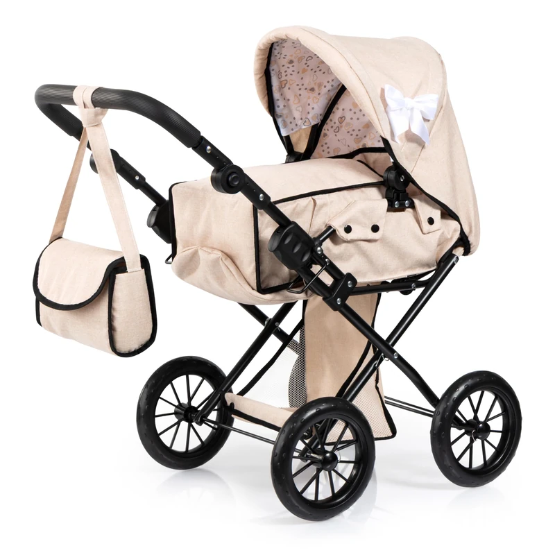 Bayer Design 13675AA Dolls pram City Star stroller, foldable, adjustable handle, removable carrycot, convertible to a pushchair