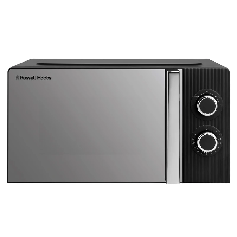 Russell Hobbs Bronte 20L 800W Manual Microwave in Black with 5 Power Levels, Defrost & Reheat Function, 35 Minute Timer, Dial Controls, 1M Power Cord and Pull Handle Door RHMM833B
