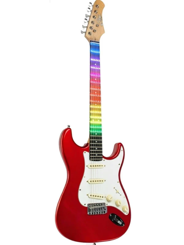 EKO Guitars ST-300 Fiesta Red Visual Note Electric Guitar, ST Style, LED Visual Note System, Learning App, Single Coil Pickup, Fiesta Red
