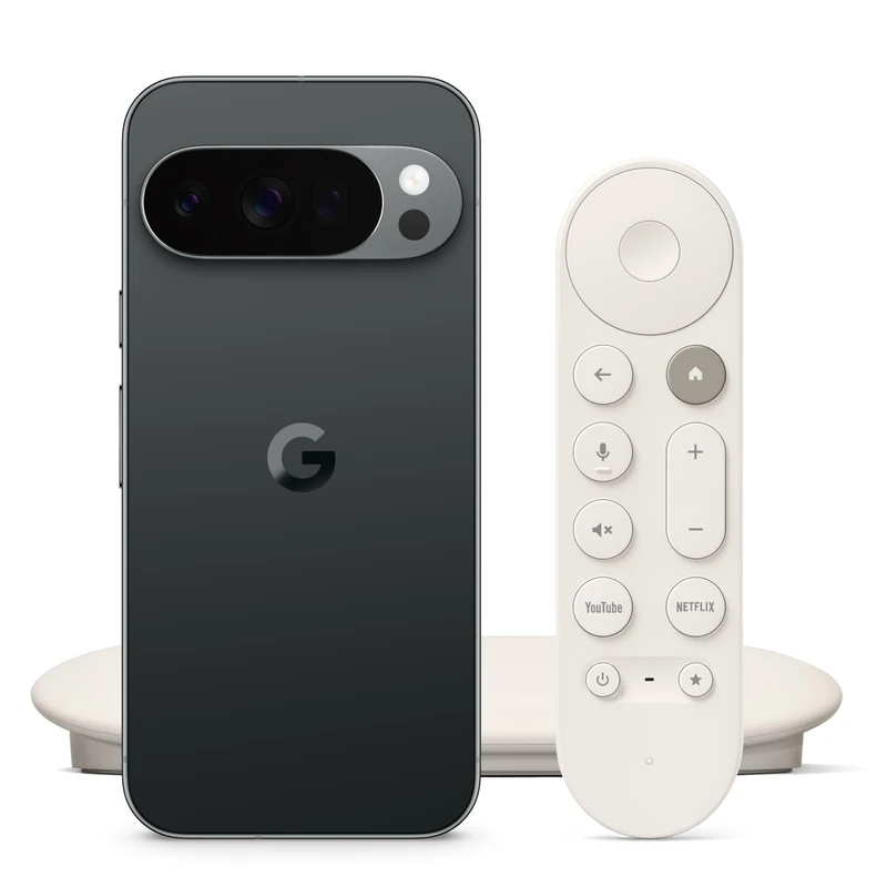 Google Pixel 10 Pro - Unlocked Android Smartphone with Gemini, Triple Rear Camera System, 24+ Hour Battery - Obsidian, 512GB TV Streamer (4K), Fast Streaming Entertainment - Porcelain - Image 1