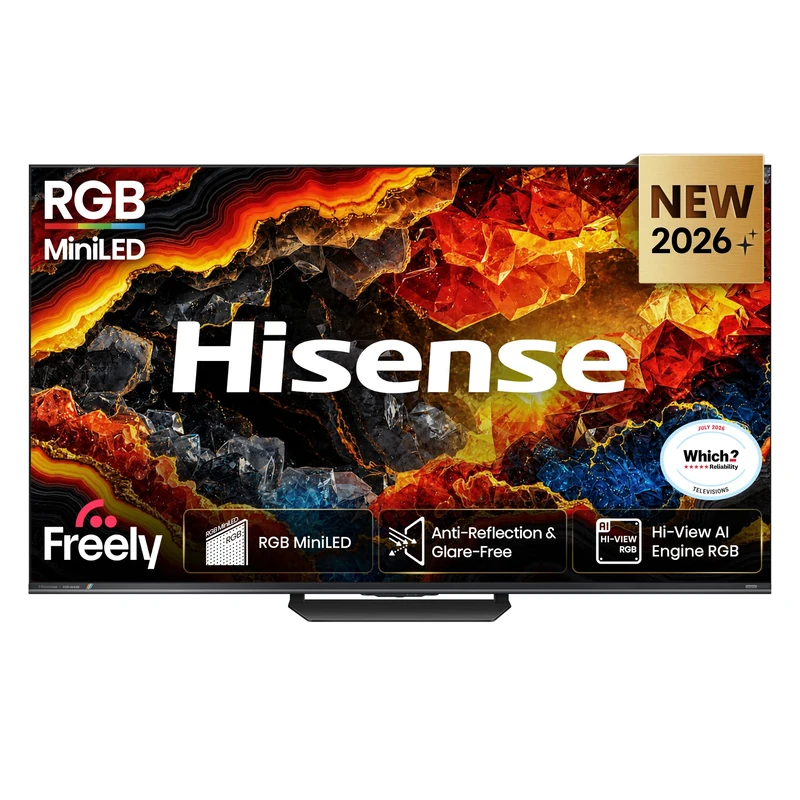 Hisense 65” 65ER8STUK RGB MiniLED 180Hz 4K Ultra HD AI Smart TV with Freely, Netflix, Disney+ and YouTube – Hi-View Ai Engine RGB, Native 180Hz Game Mode, Anti-Reflection & Glare-Free