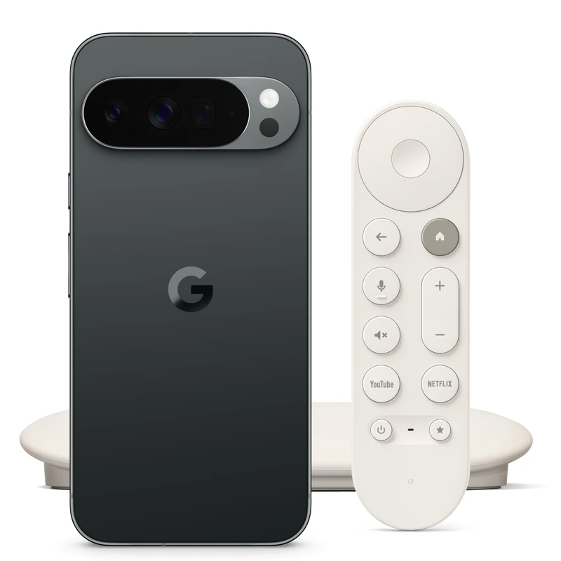 Google Pixel 10 Pro XL - Unlocked Android Smartphone with Gemini, Triple Rear Camera, 24+ Hour Battery - Obsidian, 1TB TV Streamer (4K), Fast Streaming Entertainment - Porcelain