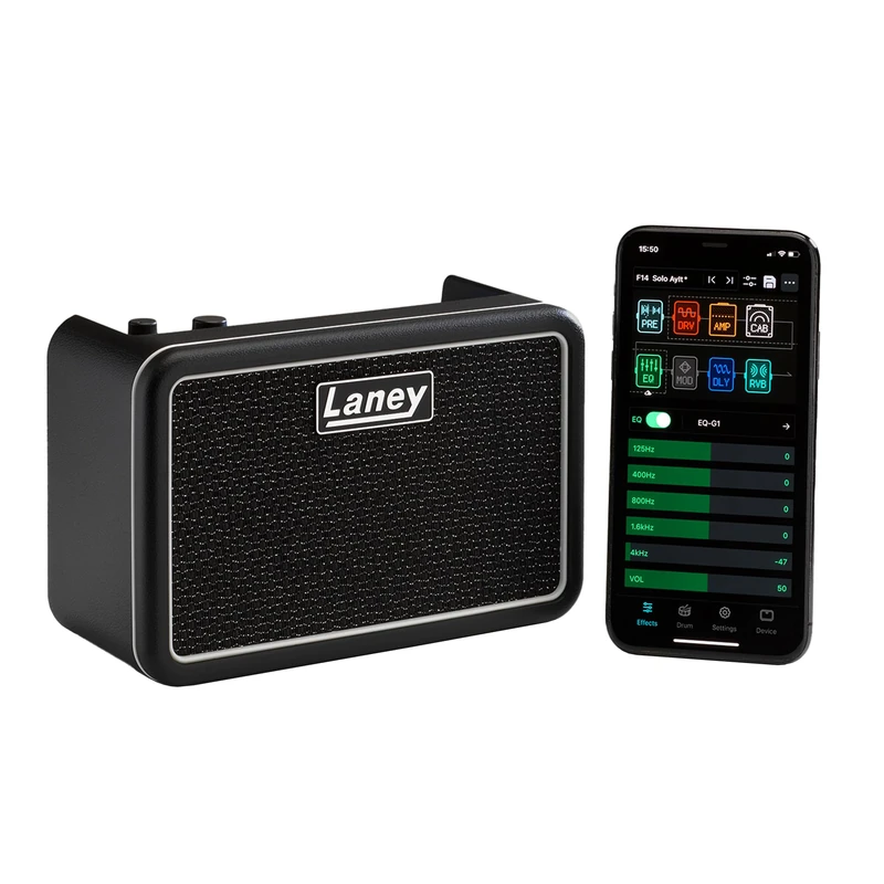 Laney PRISM MINI Portable Smart Guitar Amplifier, App Controlled Practice Amp with 100 Presets, 17 Amp Models, 32 Effects, Built-In Tuner, 14 Hour Battery, for Electric, Bass & Acoustic Guitar - Black