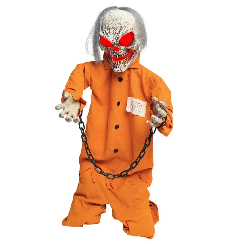Boland 74344 Standing Horror Decoration with LED, Convict with Chain, Movement and Sound for Theme Party and Halloween