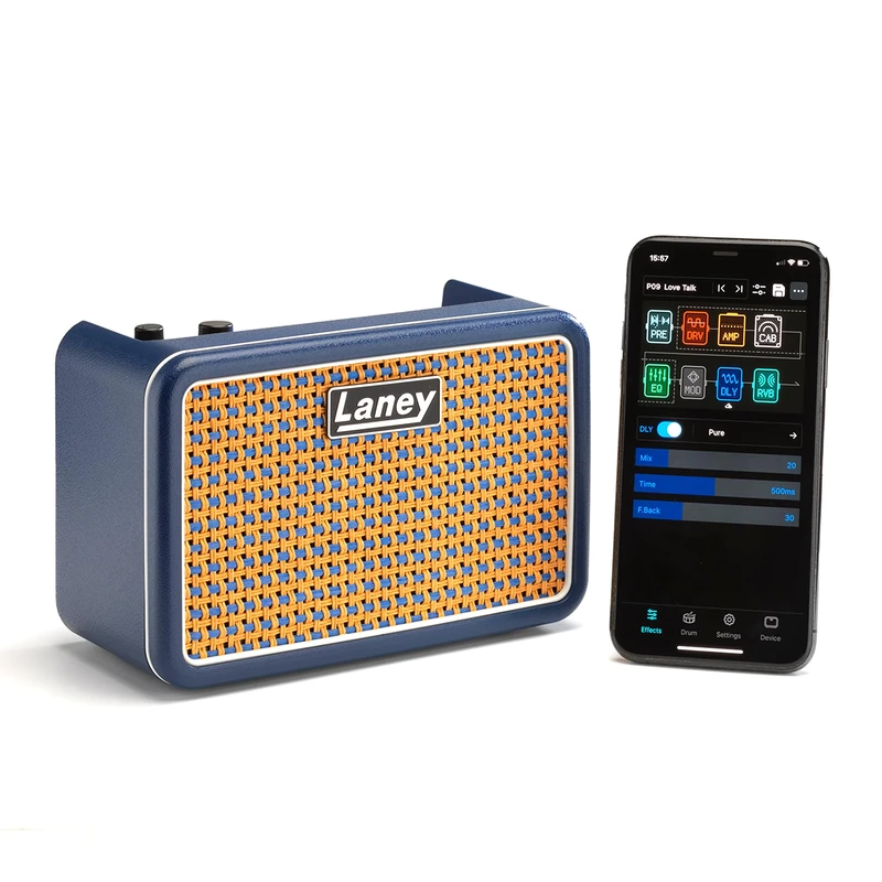 Laney PRISM MINI Portable Smart Guitar Amplifier, App Controlled Practice Amp with 100 Presets, 17 Amp Models, 32 Effects, Built-In Tuner, 14 Hour Battery, for Electric, Bass & Acoustic Guitar - Blue
