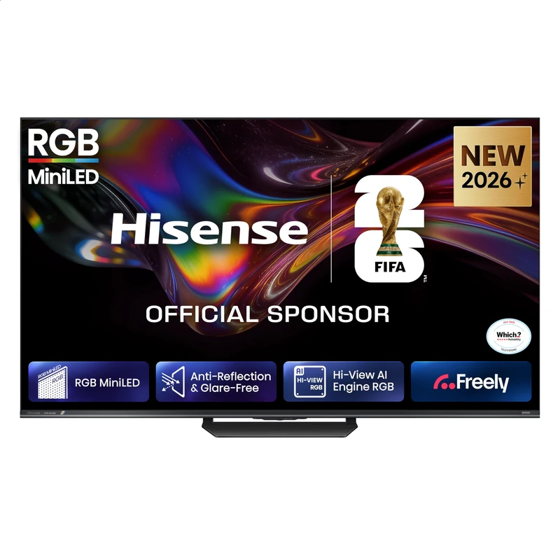 Hisense 55” 55ER8STUK RGB MiniLED 180Hz 4K Ultra HD AI Smart TV with Freely, Netflix, Disney+ and YouTube – Hi-View Ai Engine RGB, Native 180Hz Game Mode, Anti-Reflection & Glare-Free