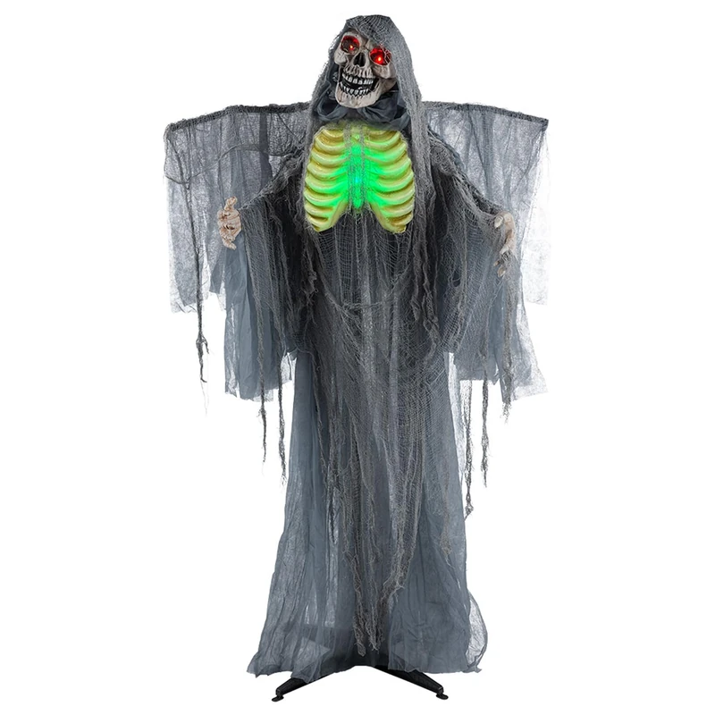 Boland 74314 LED Standing Horror Decoration Reaper with Motion and Sound for Halloween Theme Party