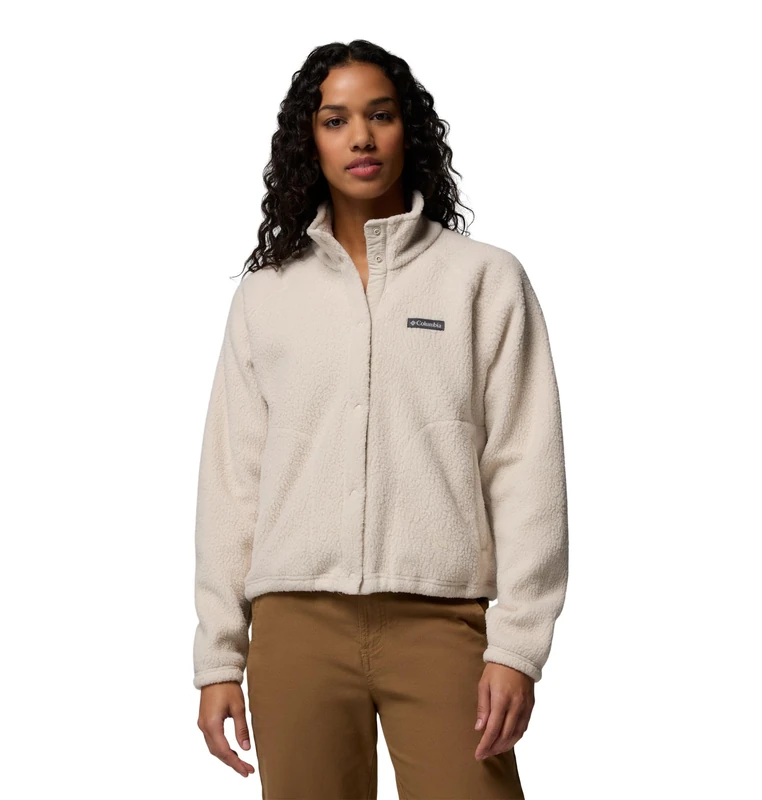 Columbia Women's Jasper Ridge Pebbled Fleece Full Snap, Fleece Jacket, Dark Stone, Medium