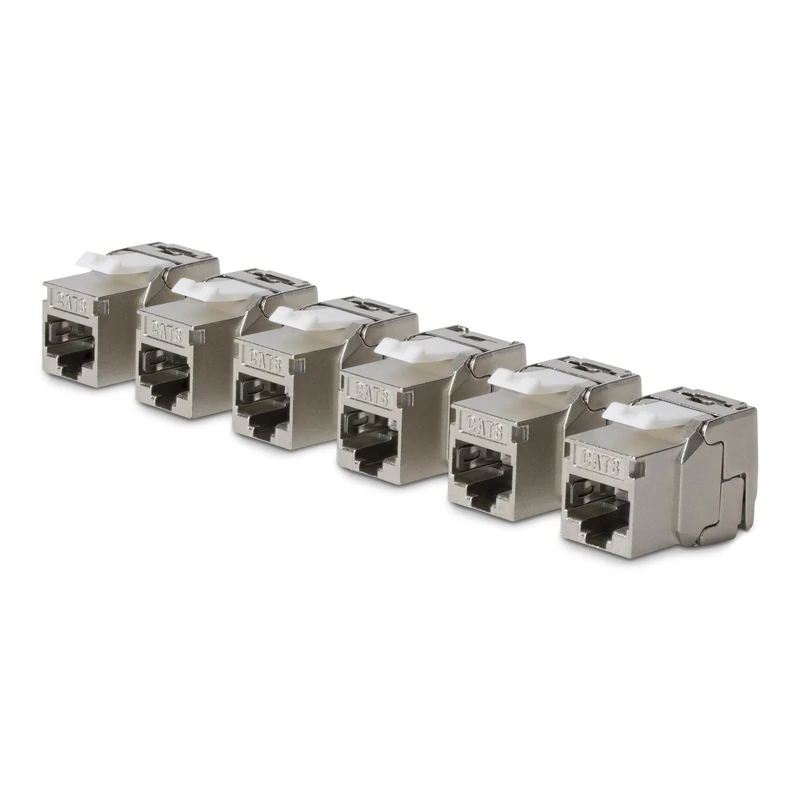 StarTech Cat8 Keystone Jack, 6-Pack RJ45 Ethernet Keystone Jacks, STP Cat8 Wall Jack, 180-Degree Toolless