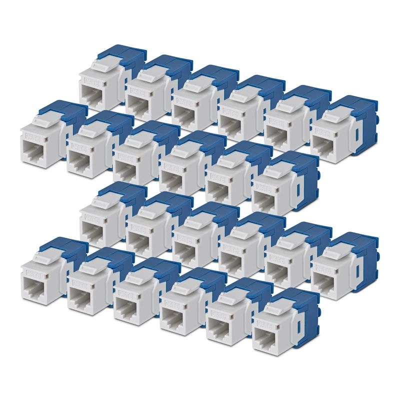 StarTech Cat6 Keystone Jack, 24-Pack RJ45 Ethernet Keystone Jacks, UTP Cat6 Wall Jack, 180-Degree Toolless, White