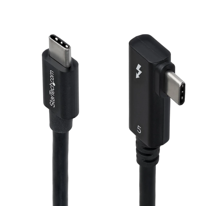 StarTech 2.6ft (80cm) Right Angle Thunderbolt 5 Cable, 80Gbps/120Gbps, 240W PD, 8K 60Hz, Thunderbolt Certified, TB5/TB4/USB4/USB-C