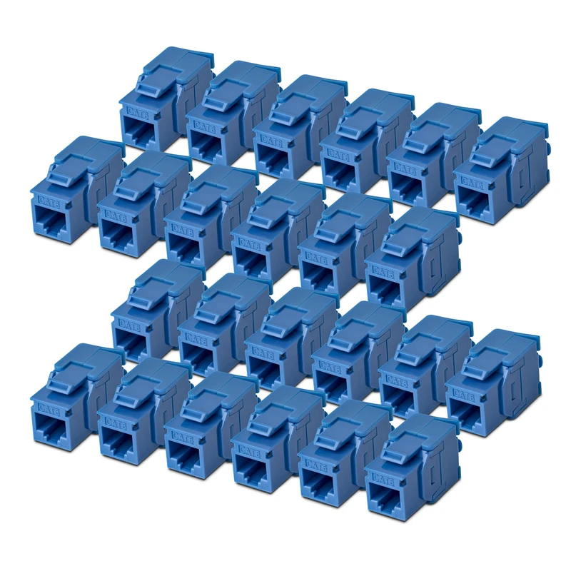StarTech Cat6 Keystone Jack, 24-Pack RJ45 Ethernet Keystone Jacks, UTP Cat6 Wall Jack, 180-Degree Toolless, Blue