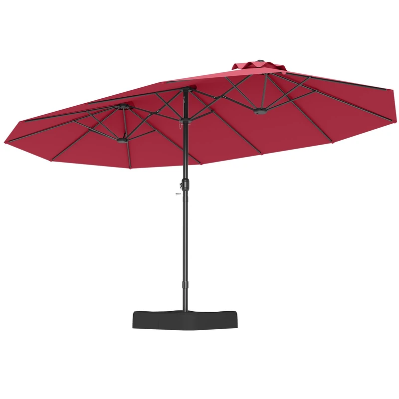 FANTASK Double Parasol, 443 x 263 cm, Rectangular Parasol with Stand & Crank, UPF 50+, Large Garden Umbrella XXL, Market Umbrella, Patio Umbrella for Garden, Patio & Pool (Red) - Image 1